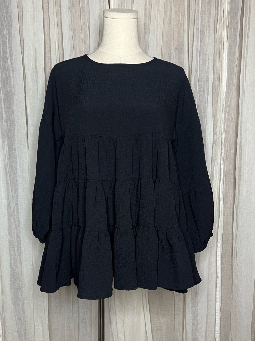 ASOS Black Tiered Ruffle Oversized Babydoll Top